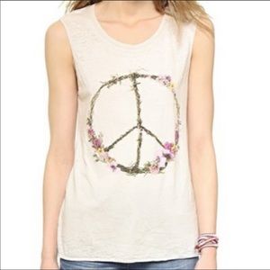 Chaser- sleeveless floral peace sign tank